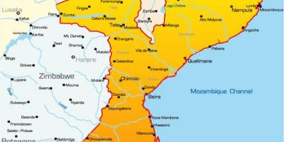 Mapa Mozambiku mapie z odległościami